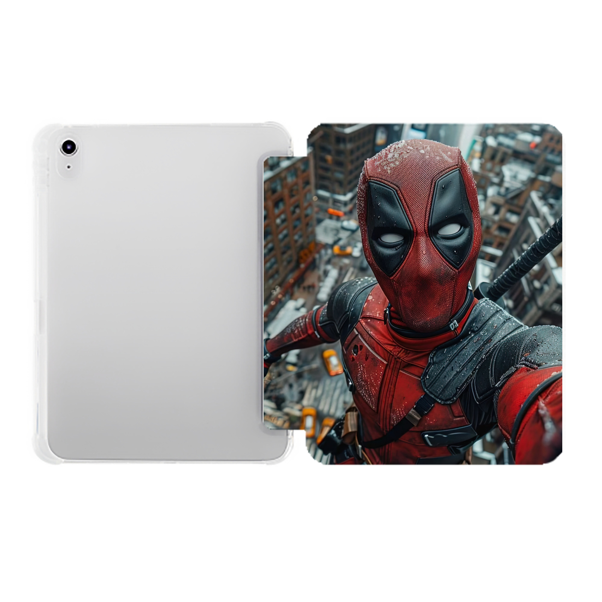 （画像用） Deadpool デッドプール IPad ケース ペン収納付き 三つ折りスタンド PUレザー×シリコン 対応機種9.5/10.5/10.9インチ